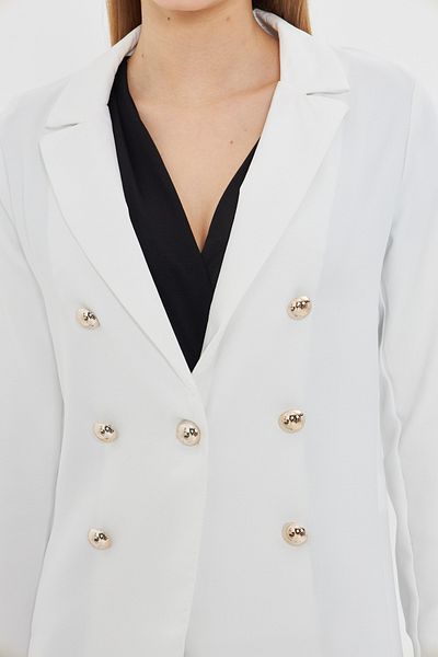armonika Weiße geknöpfte Damenjacke ARM-20K001151