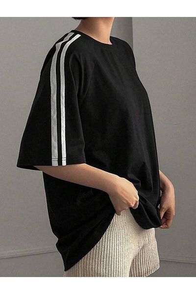 Gofeel Μπλουζάκι Unisex Oversize με ρίγες ώμου
