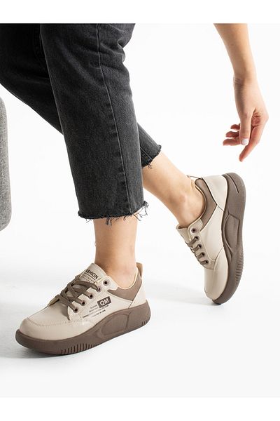 Alemdar Shoes Γυναικεία αθλητικά παπούτσια DESİRE Cream Lace-Up