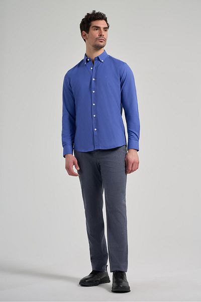 İmza Cămașă clasică slim din bumbac, cu mânecă lungă, solidă, cu guler Oxford, fără buzunar 1004250168