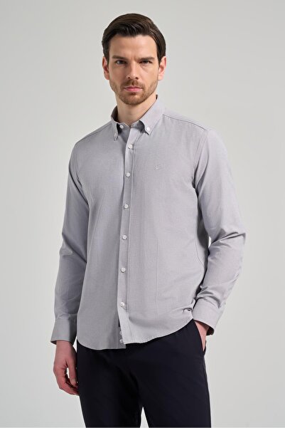 İmza Довгорукавна пряма сорочка з оксфордським коміром на ґудзиках, без кишень, бавовняна, класичний крій, 1004250168