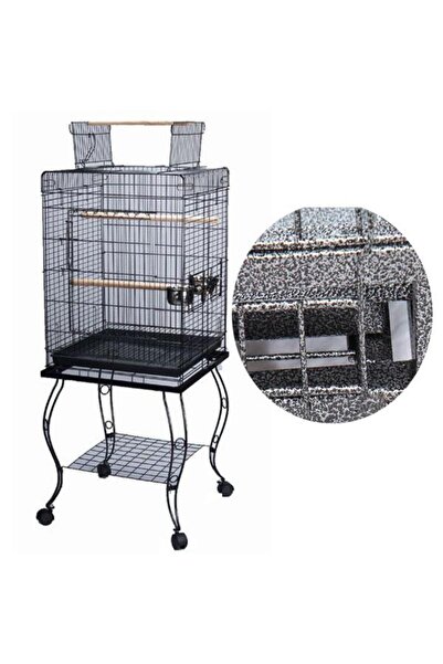 Qh Pet Cage Qh Papağan Kafesi Sehpalı Dövme Demir 51x51x129cm - JOJOPETİM
