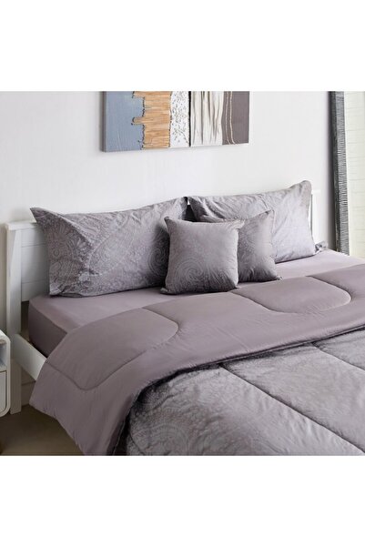 Home Box طقم لحاف فاخر مكون من 5 قطع من قماش الجاكار القطني بطبعة خدي مقاس 220 × 240 سم