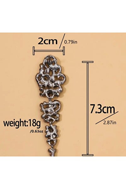 ER TAKI Siyah Taşlı Uzun Sallantılı Şık Gotik Tarz Nişan Kına Düğün Abiye Küpe