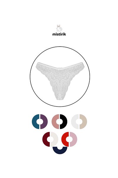 MİSTİRİK Stretchy and Soft White Lace String Panties