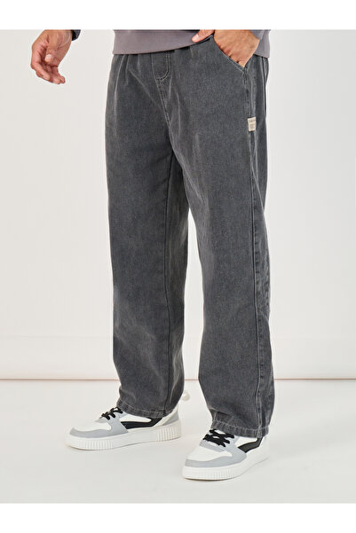 Styli بنطلون جينز مريح من القطن المرن مع تفاصيل رباط