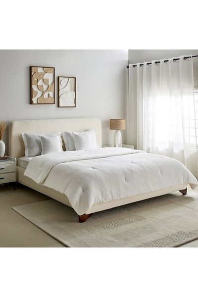 Home Box Whitebliss Mellow 5-Piece Cotton Viscose Waffle King Comforter Set 220x240 cmÂ