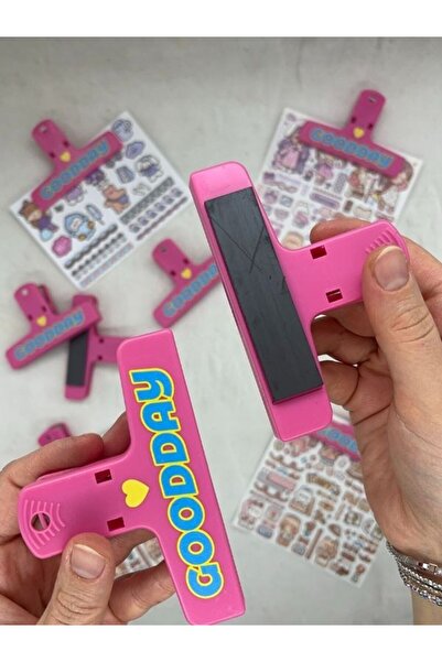 Kağıt Gemi Dükkan Goodday Pembe Renk Çok Fonksiyonlu Mıknatıslı Klips/Fotoğraf Mandalı/Kıskaç Ataş/Kitap Ayracı