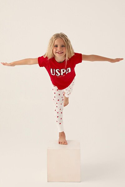 U.S. Polo Assn. US Polo AssnLicensed Text Printed Girl's Pajama Set