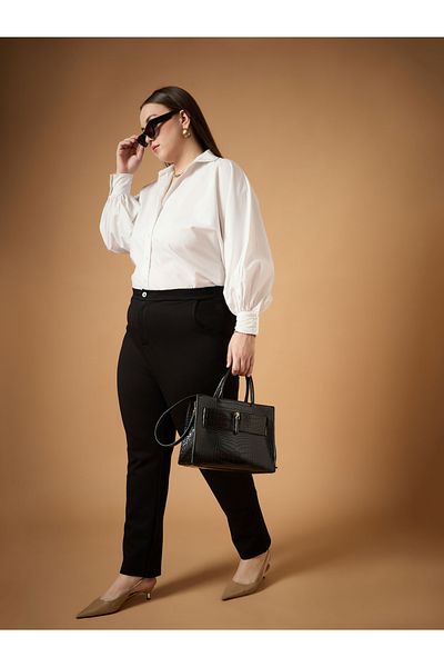 Sassafras By Styli Plus Size Solid Mid Rise Slim Fit Pants
