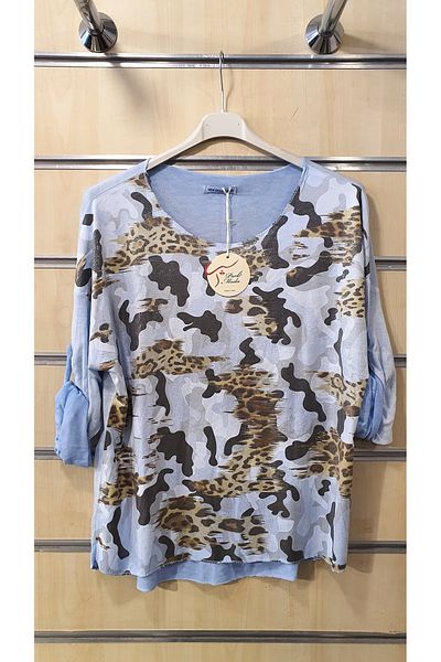Park Moda BLUZĂ ITALIANĂ LUMINĂ CU MODEL DE CAMOUFLAJ