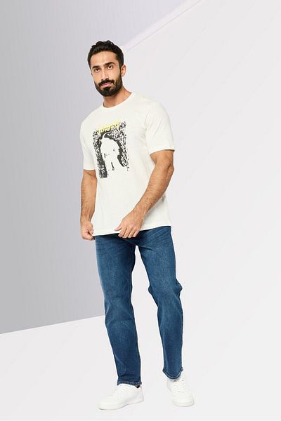 Diesel Men Crew Neck Short Sleeves Graphic Print T-shirt, Off White