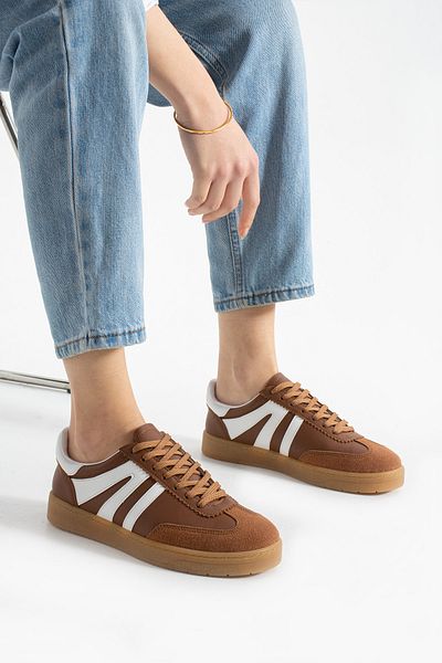 KOTAN Tan Women's Sneakers - Casual Sports Shoes with Comfortable Orthopedic Sole and Laces