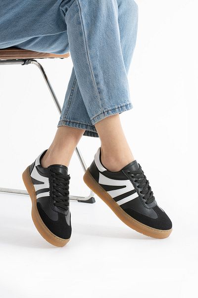 KOTAN Women's Black Sneaker - Comfortable, Orthopedic Sole, Lace-Up Casual Sports Shoes