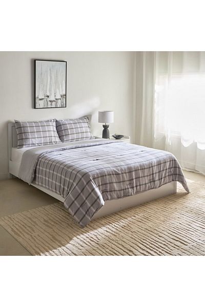 Home Box Snug Harbor 3-Piece Cotton Flannel King Comforter Set 220x240 cm