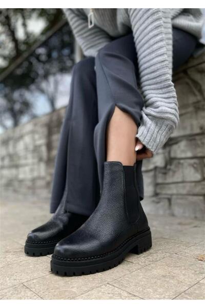 shopcolic 694 Mango Mod Hakiki Deri Yanlastik Chelsea Kadın Bot Postal