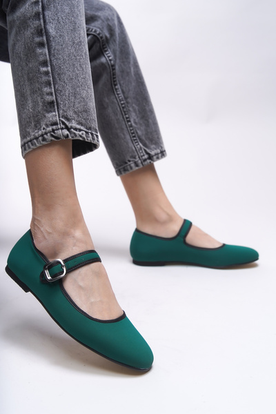 Riccon Gisnalore Matte Green Women's Ballerinas - 0012277