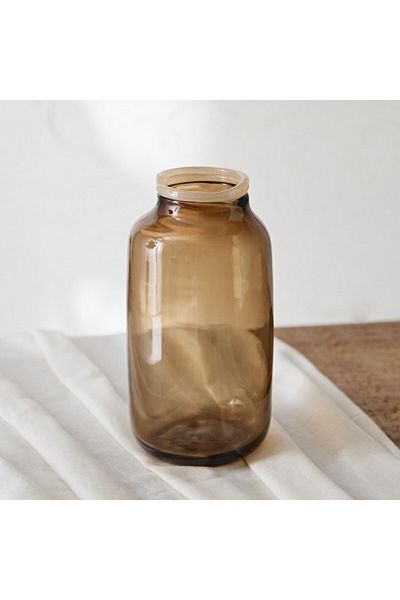 Home Box Reva Handmade Premium Glass Vase with Contorted Top 15x15x30 cm
