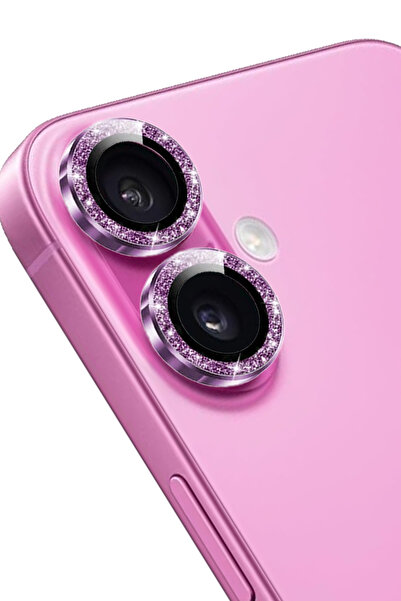 KeepHone Apple Iphone 16 & Iphone 16 Plus Kamera Koruma Parlak Simli Gömülü T...