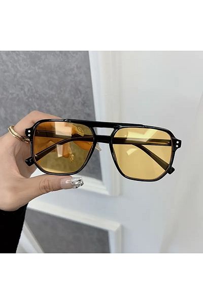 DEPOKON New Season Yellow Glass Black Frame Unisex Sunglasses