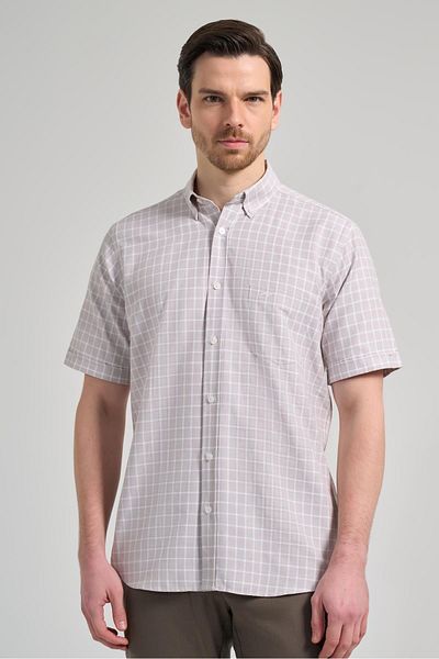 İmza Βαμβακερό πουκάμισο Classic Comfort Fit - Κοντό μανίκι, καρό σχέδιο, πέτο με κουμπιά, με τσέπες 1004250165