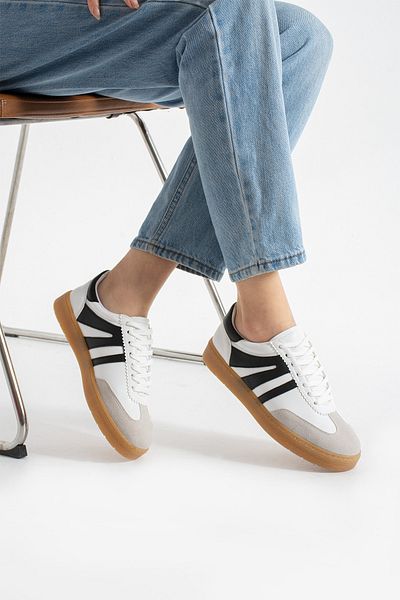 KOTAN White Women's Sneakers - Comfortable Orthopedic Sole, Lace-Up Casual Sports Shoes