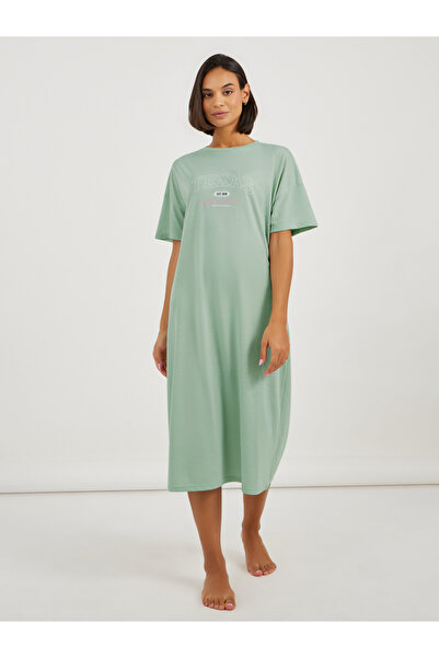 Styli فستان نوم بقميص تي شيرت مطبوع عليه Texas Houston بدون أكتاف