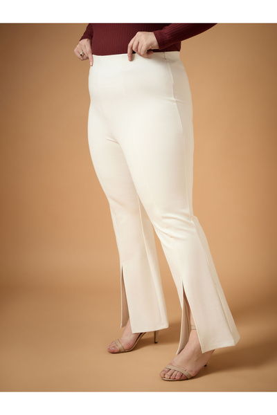 Sassafras By Styli Plus Size Front Slit Detail Flared Pants