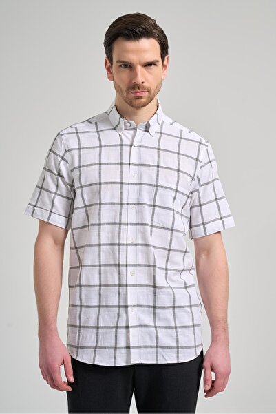 İmza Cămașă clasică din bumbac, cu mâneci scurte, cu model în carouri, cu buz...
