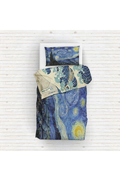 The Lucid Lab The Starry Night & Kanagawa Oki Nami Ura Çift Taraflı Nevresim Takımı - 200 cm x 220 cm