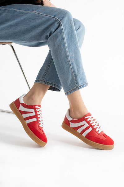 KOTAN Women's Sneakers - Red, Orthopedic Sole, Comfortable Casual Sports Shoes