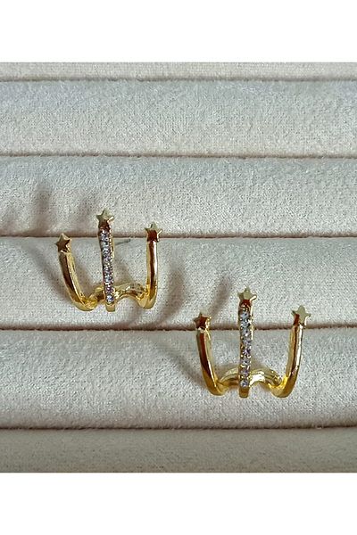 mos&more Gold Crystal Stone Multiple Look Earrings