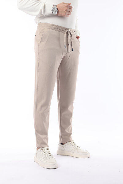 İDS COLLECTİON Slimfit Jogger Mevsimlik Bej Likralı Rahat Pantolon