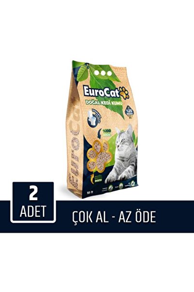 Eurocat Hızlı Topaklaşan Doğal Kedi Kumu 10 lt 2 Adet