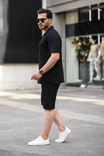 Gameyal Twist Fabric Short Sleeve Shirt Shorts Bottom Top Set