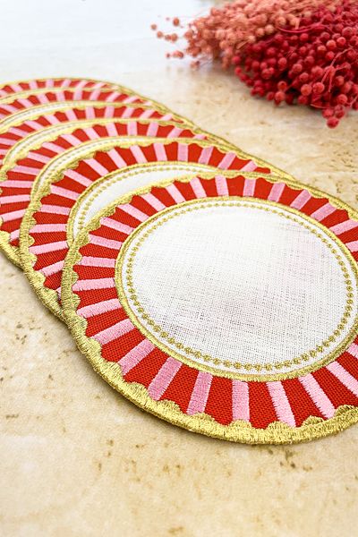 WEARE2 Red Pink Pip Studio Love Birds Compatible Cocktail Napkin - 6 Pieces