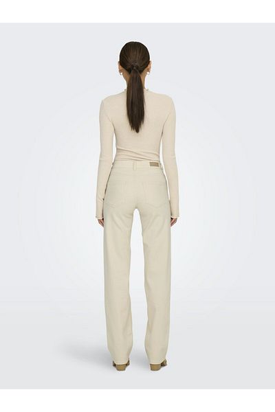 ONLY White Onblush Mid Straight Women's Pants - Dnm Dot Noos 15337793 -Ecru