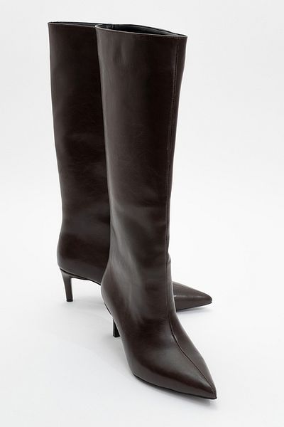 LuviShoes Γυναικείες μπότες με τακούνι CAMILA Brown Skin
