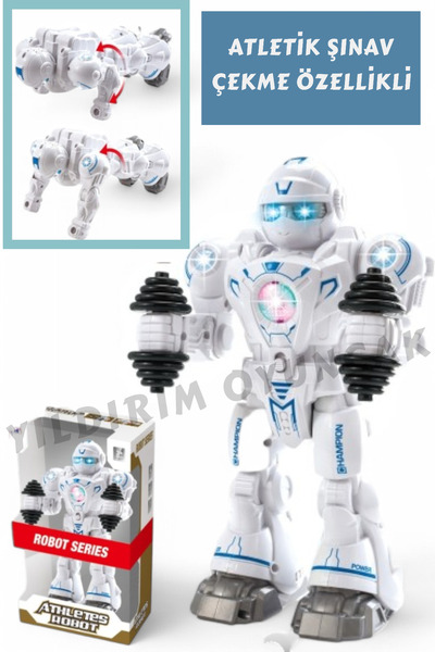 YILDIRIM OYUNCAK Pilli Işıklı ve Müzikli Hareketli Atletik Sporcu Pilli Robot...