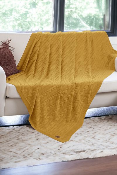 DALİSA Mathilda Knitted Soft Sofa Shawl, Lightweight Tv Blanket for Home Use