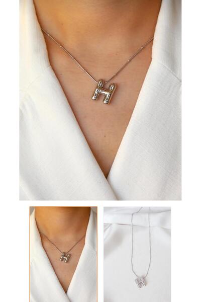 caseopia C-M-E-Y-B-S-K-H-T-F-Z Harfli Balon Model Gümüş Renkli Çelik Kolye BA...