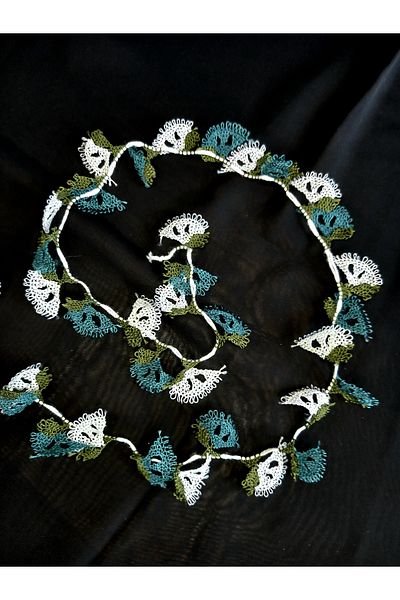 yörük tuhafiye 40 Needle Embroidered Motifs - Petrol Crop Green Handmade Imbroidered Embroidered Motifs