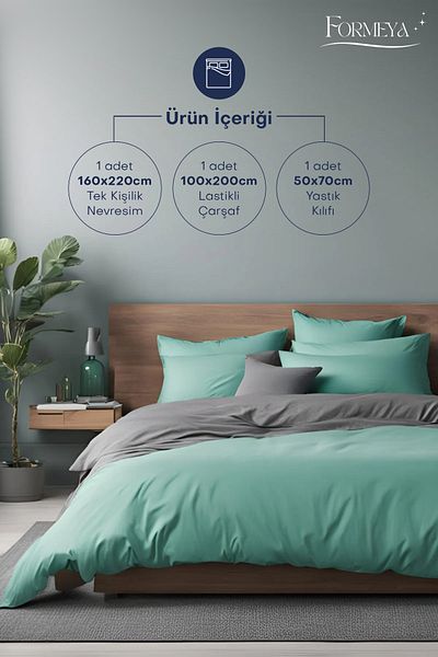 Formeya Elastisches Bettbezug-Set für Einzelbett – 1 Kissenbezug