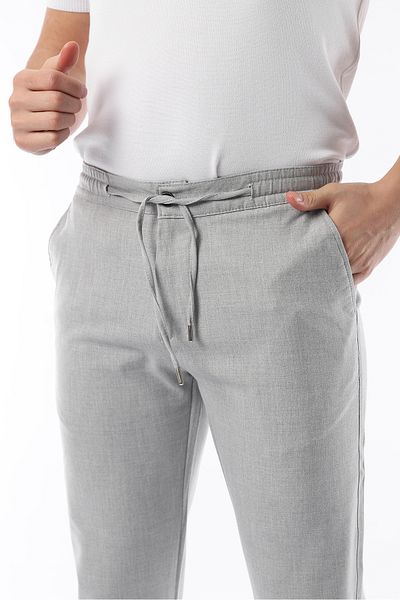 İDS COLLECTİON Pantaloni pentru bărbați, gri deschis, cu tăietură jogger, cu talie elastică, din țesătură flexibilă Lycra Silimfit