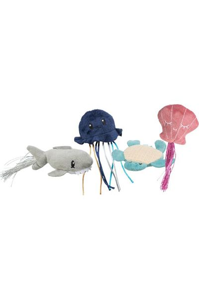 Trixie Sea Creatures Shaped Cat Toy - Plush, with Cat, 5-8cm