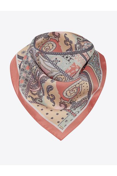 Jimmy Key Orange Ethnic Patterned Woven Scarf