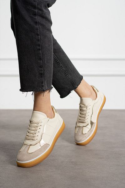 KOTAN Μπεζ Γυναικείο Sneaker - Ορθοπεδική Σόλα, Lace Up και Άνετα Αθλητικά Παπούτσια