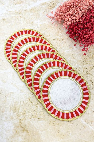 WEARE2 Red Pink Pip Studio Love Birds Compatible Cocktail Napkin - 6 Pieces
