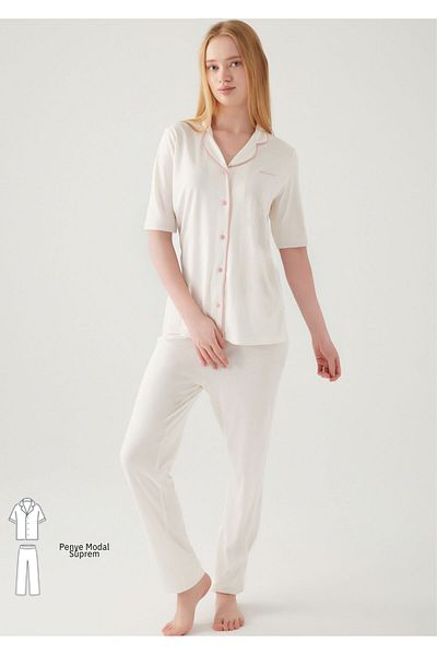 Pierre Cardin Women's Modal Cotton Pajamas Set - Shirt Neck, Short Sleeve, Boxed Wvt.S.L.6E8T.
