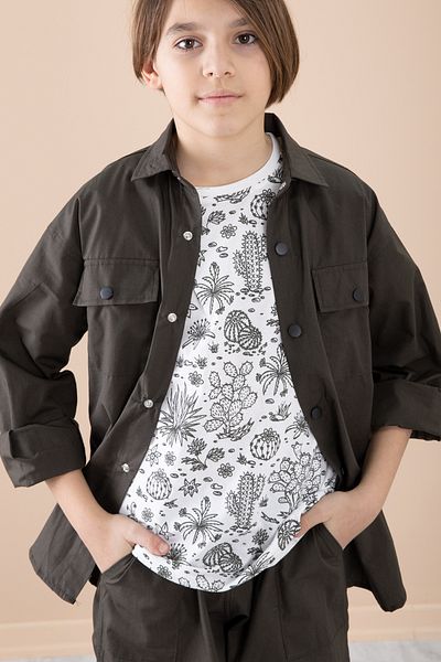 Cansın Mini Dark Khaki Boy's Chest Pocket 3 Piece Suit 20351